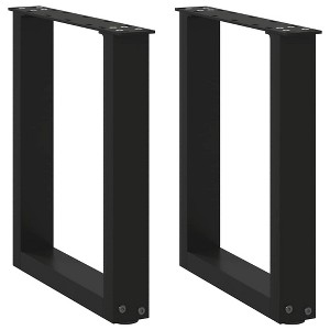 vidaXL Coffee Table Legs - u-Shaped Black Steel - Customizable Furniture Supports for Living Room or Patio with Adjustable Height 11" x(16.5"-16.9") - 1 of 4