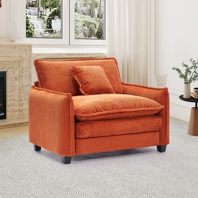 ONWITH 40" Chenille Lounge Chair for Reading, Modern Couch Cozy Sofa Bed, Upholstered Living Room Single Sofa Accent Chair with Ottoman