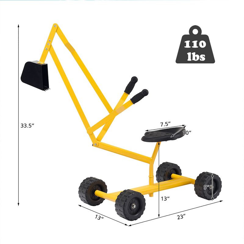 Costway Heavy Duty Kid Ride-on Sand Digger Digging Scooper Excavator for Sand Toy, 2 of 11