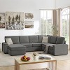Coucheta Convertible Sectional Collection - U-Shaped Modular Sofas with Chaise & Armrests, Corduroy Sleeper Designs - 3 of 4