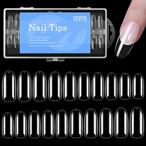 YEVYO Clear Round Gel Fake Nail Tips Full Cover On Fake Nails - 500 PCS - 1 of 4