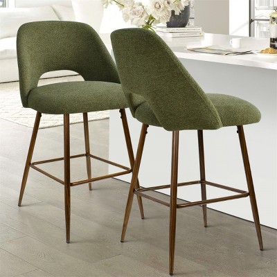 26 Inches Edwin Olive Green Upholstered Counter Height Stool (set Of 2 ...