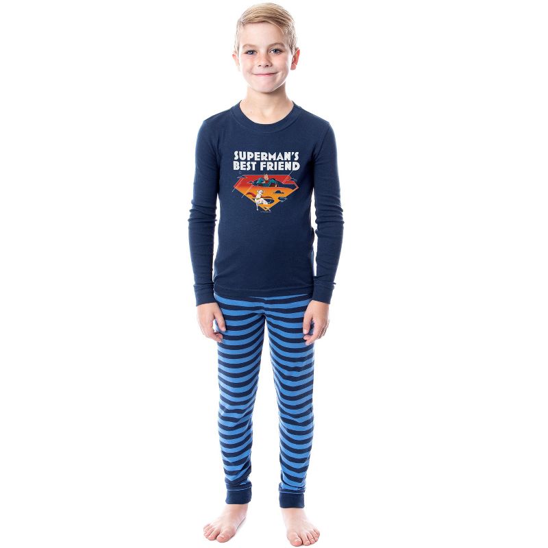 DC League of Super-Pets Unisex Boys Girls Superman Krypto Sleep Pajama Set Blue, 1 of 5
