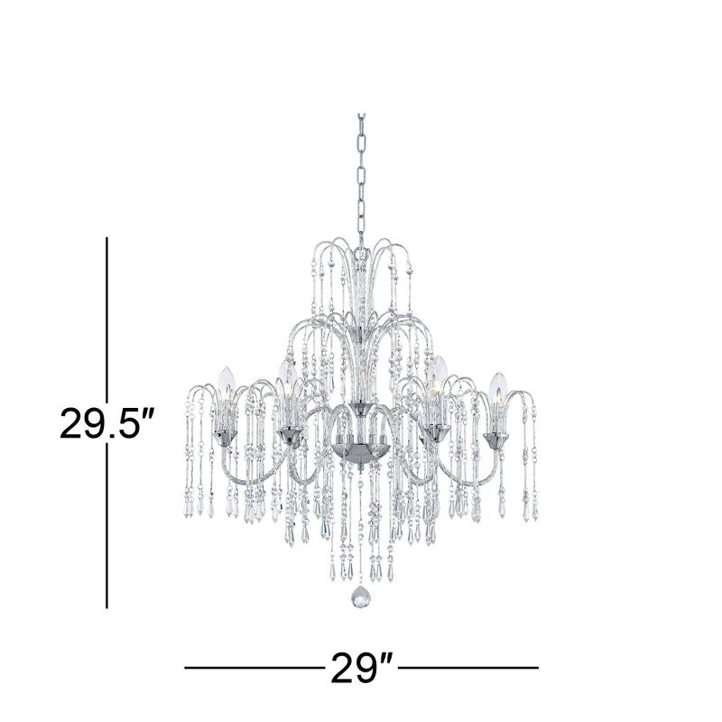 Vienna Full Spectrum Crystal Rain Chrome Chandelier 29" Wide Modern Curved Arm 6-Light Fixture for Dining Room House Kitchen Island Entryway Bedroom, 4 of 10