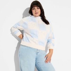 Women's Hooded Collar Quarter Zip-Up Sweatshirt - Wild Fable™ Off