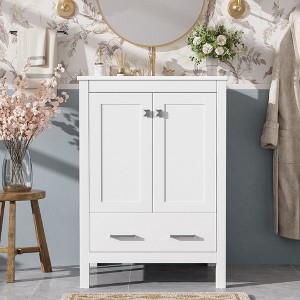Kumasinova Bathroom Vanity,Storage Cabinet with Sink,1 Drawer,Soft-Close Doors with Built-in Shelves,Solid Wood Frame Vanity Cabinet for Bathrooms - 1 of 4