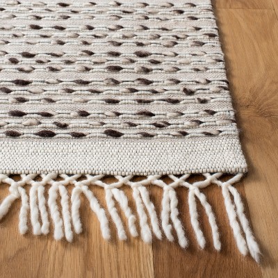 Ivory Hand-Knotted Wool Rectangular Area Rug, 4' x 6'