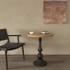 French Country Round Wooden Side Table, Black Retro Accent Pedestal Tea End Table for Living Room or Bedroom – Cuddlewood - 2 of 4