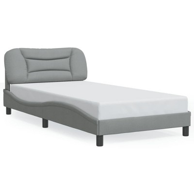 vidaXL Twin XL Fabric Bed Frame with Headboard - Light Gray Modern Bedroom Single Bed, Plywood Slats, Easy Assembly, 39.4"x79.9"