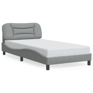 vidaXL Twin XL Fabric Bed Frame with Headboard - Light Gray Modern Bedroom Single Bed, Plywood Slats, Easy Assembly, 39.4"x79.9" - 1 of 4