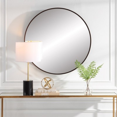 Eden 36" Dark Mahogany Round Wood Mirror