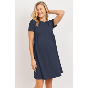 Hello Miz Women's Casual Mini T-Shirt Maternity Dress - 1 of 4