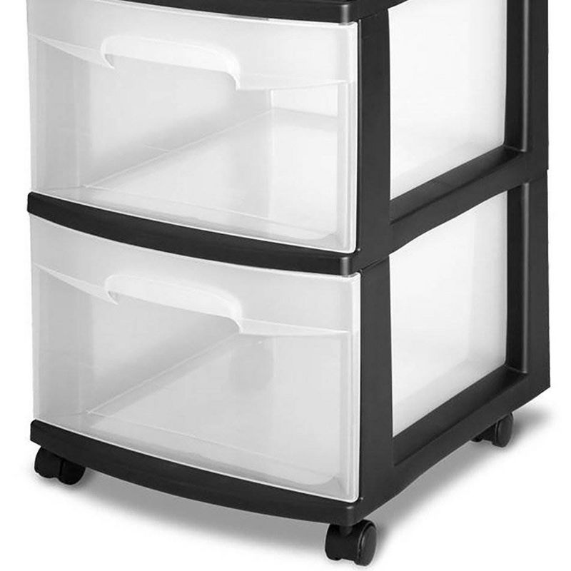 Sterilite 3 Drawer Multi Purpose Versatile Storage Cart with Clear Transparent Drawers, Ergonomic Handles, and Black Frame (8 Pack), 4 of 7