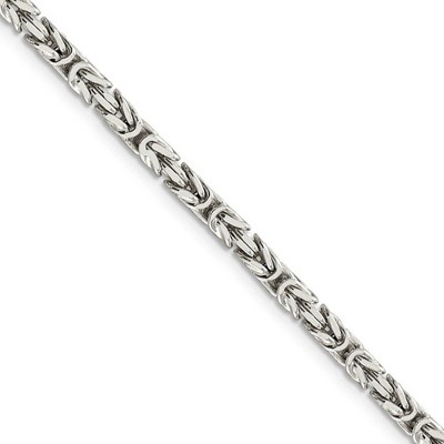 Black Bow Jewelry 3.25mm, Sterling Silver, Solid Byzantine Chain Necklace