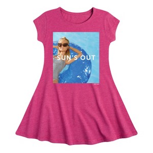 Girls' - Barbie - Sun's Out Fit & Flair Cap Sleeve Dress - 1 of 2