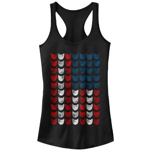 Juniors Womens Lost Gods Cat American Flag Racerback Tank Top - 1 of 4