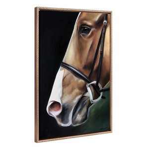 23"x33" Sylvie Beaded Chestnut Horse Framed Canvas by Mary Sparrow Gold - Kate & Laurel All Things Decor - 1 of 4
