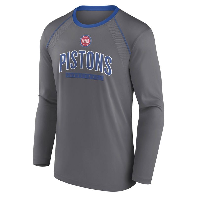 NBA Detroit Pistons Men&#39;s Long Sleeve Gray Pick and Roll Poly Performance T-Shirt, 2 of 4