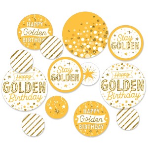 Big Dot of Happiness Golden Birthday - Happy Birthday Party Giant Circle Confetti - Party Decorations - Large Confetti 27 Count - 1 of 4