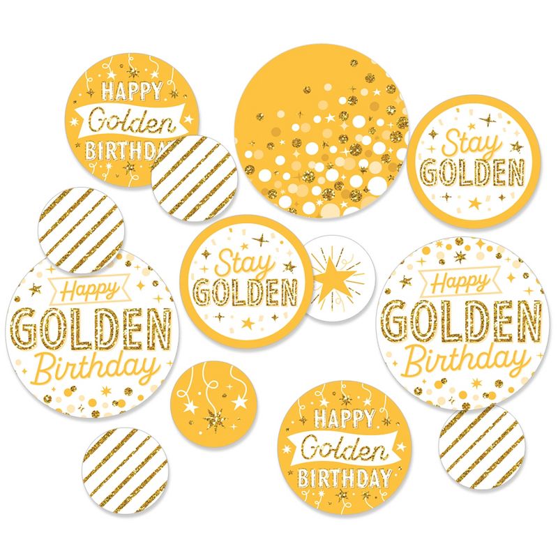 Big Dot of Happiness Golden Birthday - Happy Birthday Party Giant Circle Confetti - Party Decorations - Large Confetti 27 Count, 1 of 8