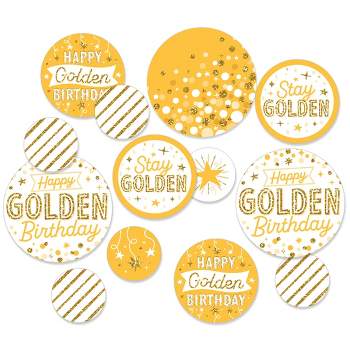 Big Dot of Happiness Golden Birthday - Happy Birthday Party Giant Circle Confetti - Party Decorations - Large Confetti 27 Count