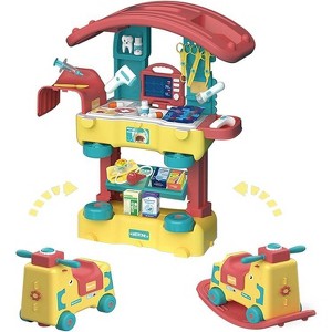 3-in-1 Kids Rocking Horse & Scooter with Medical Play Kit - Multifunctional Toddler Toy, ABS Plastic, Role-Play Doctor Set, US Safety Certified - 1 of 4