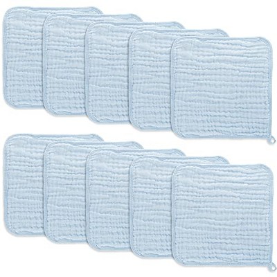 Baby Washcloths Muslin Cotton, Large 10”x10” by Comfy Cubs