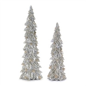 Glittered Holly Leaf Pine Tree (Set of 2) - 1 of 4