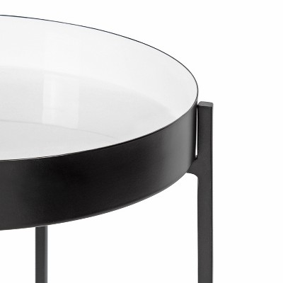 Modern Two-Tiered Round Black and White Metal Side Table