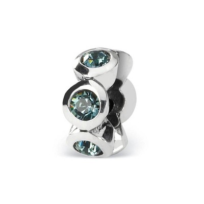 Black Bow Jewelry Sterling Silver December Crystal Birthstone, 6-Stone Bead Charm