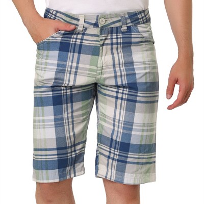 Lars Amadeus Men's Summer Plaid Shorts Slim Fit Flat Front Pattern ...