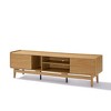 LuxenHome Oak Finish Manufactured Wood 70-Inch Wide Credenza TV Console with Storage Brown - 4 of 4
