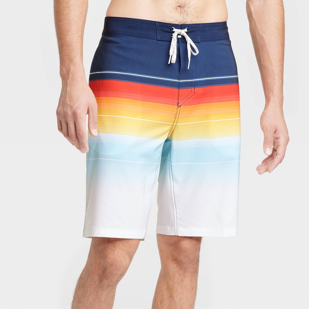 Men's 10" Sunset Striped Swim Shorts - Goodfellow & Co™ Orange 40
