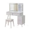 Homy Casa Vanity Table with Mirror, Stool and Storage for Bedroom or Apartment, White - 2 of 4