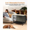 Garvee 27.2" Small Dog Crate Furniture, Dog Crate Furniture with Double-Doors, Wooden Dog Kennel Indoor with Removable Tray and Wheels, Gray - 3 of 4