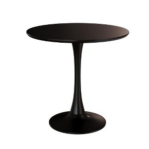 Vynxaria Modern 24" Black Round Dining Table with MDF Top & Steel Base - 1 of 4