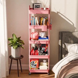 Hachikiko 5 Tier Rolling Utility Cart with Drawer - Multifunctional Storage Organizer on Wheels,Space-Saving Rolling Cart with 360°Wheels - 1 of 4