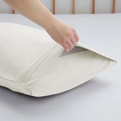 Off-White Microfiber Standard/Queen Pillowcases Set of 2