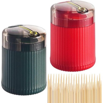 Automatic Toothpick Dispenser with Toothpicks 300 Count, Dark Green+Light Green, Kitchen & Dining Essential for Home