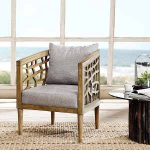 Okak Crackle Accent Chair with Comfy Upholstery Cushion Solid Wood Frame Morrocco Stylish Reading Armchair for Living Room Waiting Room - 1 of 3