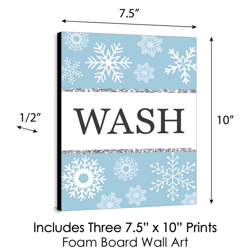 Big Dot of Happiness Winter Wonderland - Snowflake Kids Bathroom Rules Wall Art - 7.5 x 10 inches - Set of 3 Signs - Wash, Brush, Flush, 5 of 8
