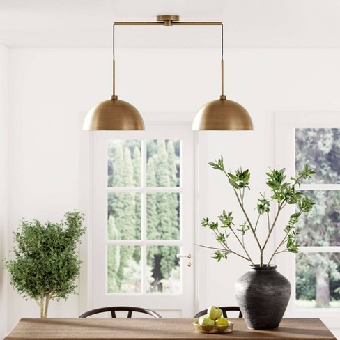 2-Light Percy Modern Island Pendant Ceiling Fixture Light Vintage Brass -  Nathan James