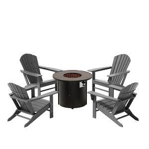 WestinTrends Outdoor Patio Adirondack Chair With Round Fire Pit Table Sets - 1 of 2