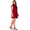 24seven Comfort Apparel Ruffle Cap Sleeve High Neck Pleated Tiered Mini Dress - 2 of 4