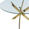 HomeRoots 54" Clear and Gold Glass and Metal Cross Leg Base Round Top Dining Table - 4 of 4