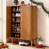 TiramisuBest 31.5" Shoe Storage Cabinet with Sliding Door, Shoe Cabinet with 6 Shelves,Freestanding Shoe Rack for Entryway, Hallway,Walnut - 3 of 4