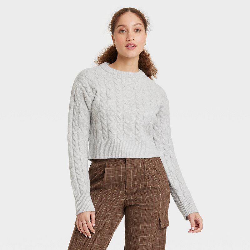 Women's Cable Crewneck Pullover Sweater - A New Day™, 1 of 10