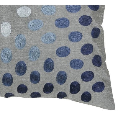 18" x 18" Gray and Blue Embroidered Polyester Throw Pillow Cover