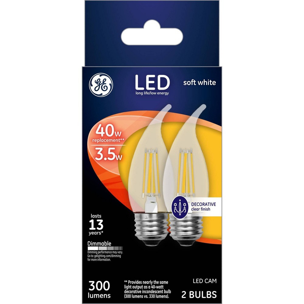Photos - Light Bulb GE LED 40w 2Pk Decorative CAM  White/Clear