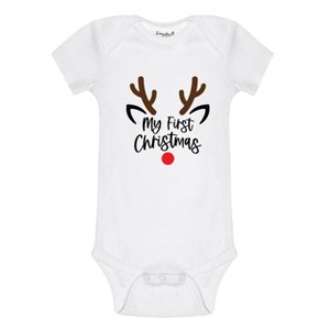 Everyday Kids Christmas Collection Rudolph Face Baby Onesie – Minimal Reindeer Graphic Bodysuit - 1 of 4
